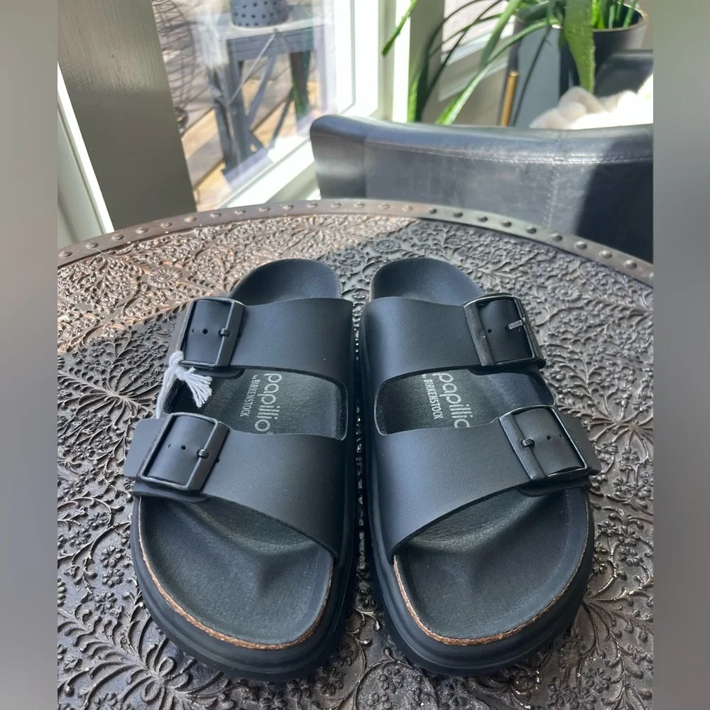 BIRKENSTOCK PAPILLIO ARIZONA CHUNKY BIRKO FLOR SANDALS BLACK 37 6 - Picture 7 of 9